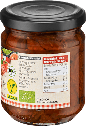 Proizvod od sušenog paradajza u suncokretovom i ekstra devičanskom maslinovom ulju dmBio