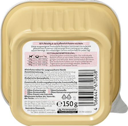 Hrană umedă pentru câini cu pui și legume Dein Bestes