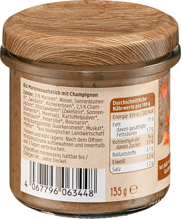 Brotaufstrich Streichcreme Maronen-Champignon dmBio