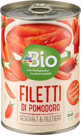 Bio filetti di pomodoro, hámozott és szeletelt paradicsom dmBio