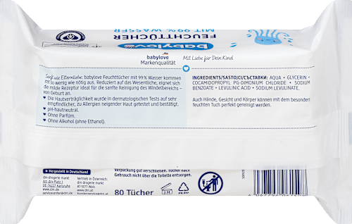 Feuchttücher mit 99 % Wasser babylove