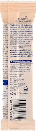 Dattelriegel Kakao-Himbeere babylove Mama