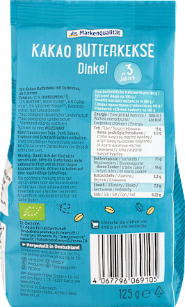 Bio masleni pirini piškoti z datlji in kakavom dmBio