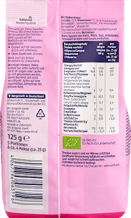 Ciasteczka orkiszowe Bio winogron-aronia od 1 roku życia  babylove