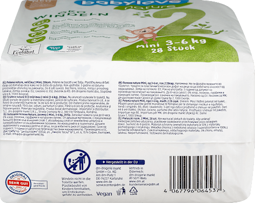 Windeln Öko Gr. 2 Mini (3-6 kg) babylove nature