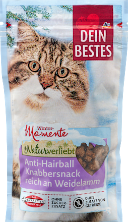 Katzenleckerli Knabbersnack reich an Weidelamm, Anti Hairball, Wintermomente Dein Bestes