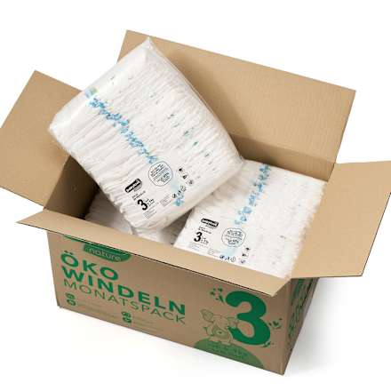 Windeln nature Öko, Gr. 3 Midi (4-9 kg), Monatsbox babylove nature