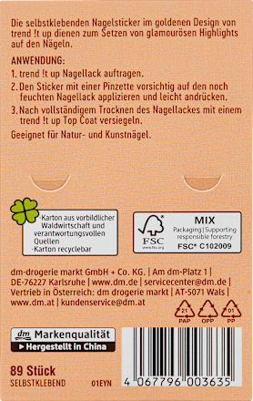 Nagelsticker Set never too much trend !t up