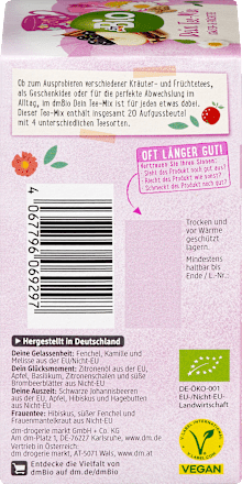 Miks 4 bio sadnih in zeliščnih čajev Dein Tee-Mix dmBio