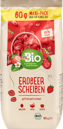 Trockenfrüchte, Erdbeerscheiben gefriergetrocknet dmBio