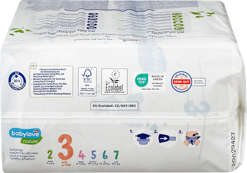 Windeln Öko Gr. 3 Midi (4-9 kg) babylove nature