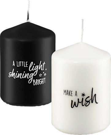 Stumpenkerze mit Spruch 100/68 schwarz/weiß Profissimo