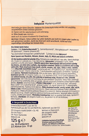 Kinderkekse Dinkel-Apfel-Kekse ab 1 Jahr babylove