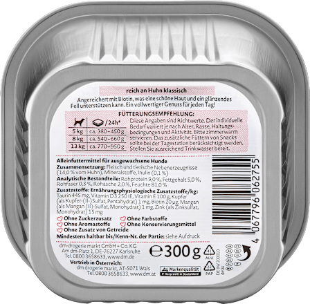 Krmivo pre psy v miske s kuracím mäsom Dein Bestes