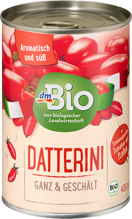 Pomidory daktylowe całe, masa netto 400 g, masa pod odsączeniu dmBio