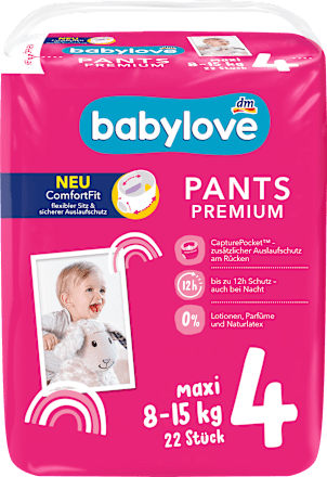 Premium hlačne plenice, velikost 4, 18-15 kg babylove