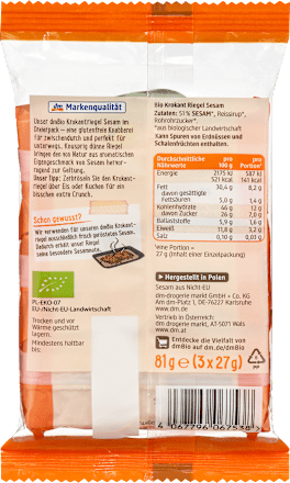Krokantriegel, Sesam (3x27 g) dmBio