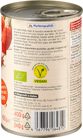 Tomatenfilets geschält, Filetti di Pomodoro dmBio