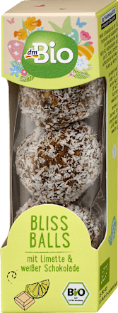 Fruchtkonfekt Bliss Balls Limette mit weißer Schokolade dmBio