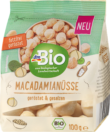 Noci di macadamia Bio tostate e salate dmBio
