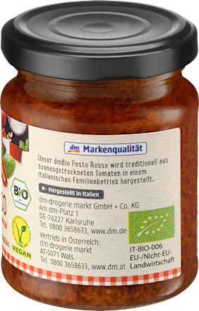 Pesto, Rosso mit sonnengetrockneten Tomaten, vegan dmBio