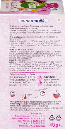 Miks 4 bio sadnih in zeliščnih čajev Dein Tee-Mix dmBio