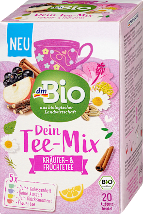 Miks 4 bio sadnih in zeliščnih čajev Dein Tee-Mix dmBio