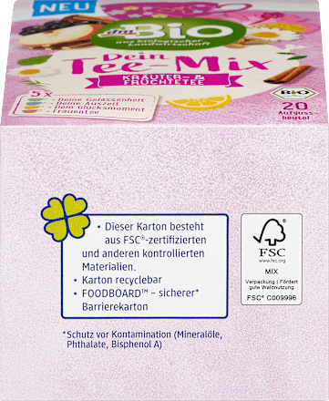 Miks 4 bio sadnih in zeliščnih čajev Dein Tee-Mix dmBio