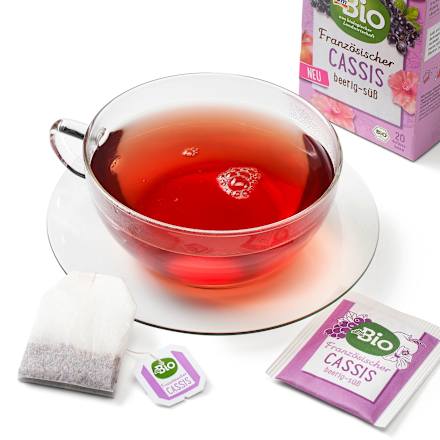 Bio sadni čaj z okusom francoskega črnega ribeza (20 x 2 g) dmBio