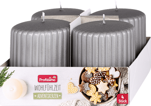 adventní svíčky plisované, šedá/modrá Profissimo