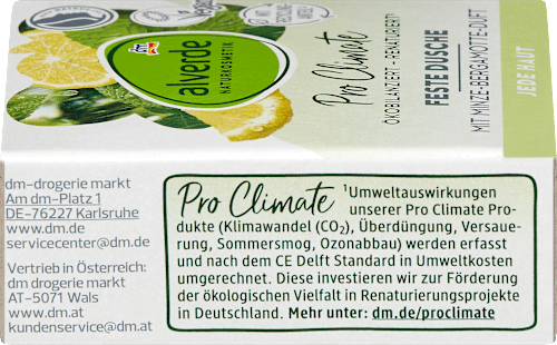 Gel doccia solido al profumo di menta e bergamotto alverde