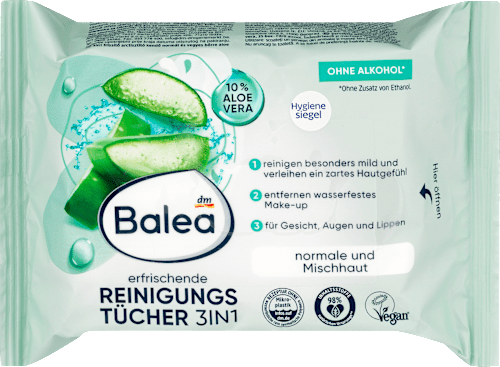 Почистващи кърпички за лице 3в1 Освежаващи Balea