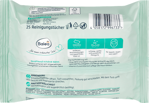 Почистващи кърпички за лице 3в1 Освежаващи Balea