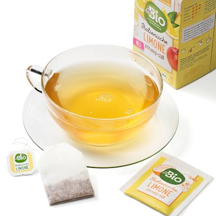 Aromatizovana mešavina biljnog čaja sa ukusom limuna, sa cikorijom i stevijom, 20 kesica dmBio