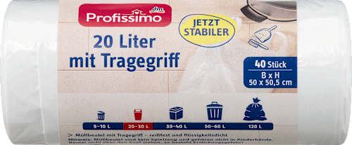 Müllbeutel 20 l mit Tragegriff Profissimo