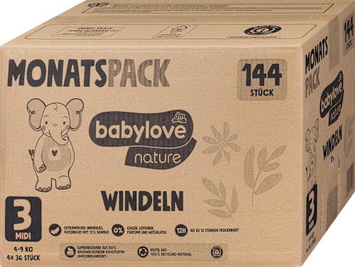 nature pelene, veličina 3 midi (4-9 kg), mesečno pakovanje: 4 x 36 kom. babylove nature