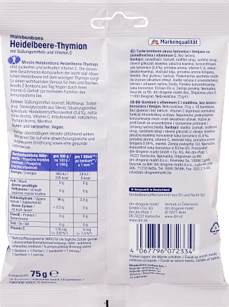 Bonbon, Heidelbeere-Thymian, zuckerfrei Mivolis