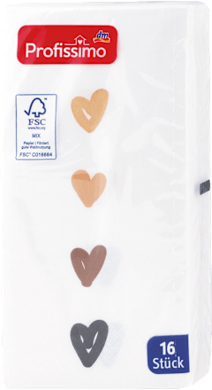 Troslojne salvete Bistro - sa motivom srca, 33 cm x 33 cm Profissimo