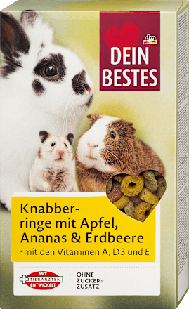 Voćni kolutići za glodare sa jabukom, ananasom i jagodom DEIN BESTES