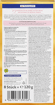 Tečna dopunska hrana za odrasle mačke Schnurr - 4x piletina i macina trava i 4x ćuretina i brusnica DEIN BESTES