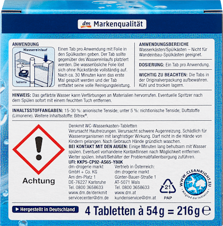 WC Wasserkasten Tabs Denkmit