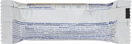 Fehérjeszelet 30%, ragacsos karamell ízű, ropogós darabokkal, édesítőszerekkel Sportness