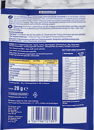 Proteinpulver, Protein Shake Vegan Lemon Cheesecake Geschmack Sportness