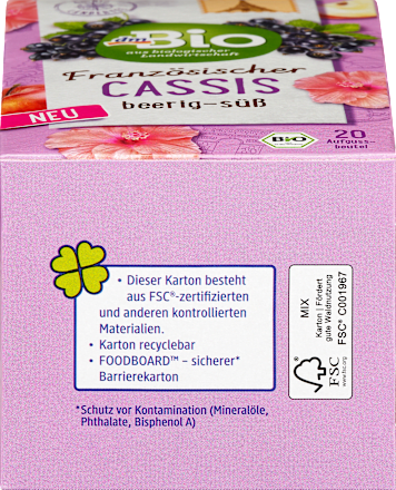 Früchtetee Französischer Cassis (20 Beutel) dmBio