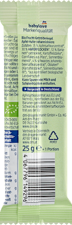 Fruchtriegel Getreide, Apfel und Johannisbeere ab 1 Jahr babylove