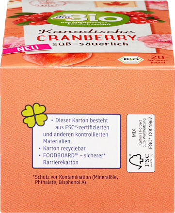 Früchtetee Kanadische Cranberry süß-säuerlich dmBio