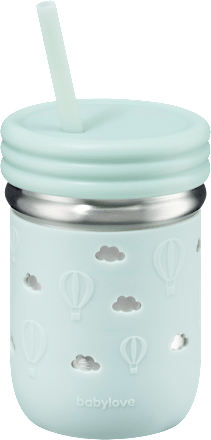 Trinkhalmbecher Edelstahl/Silikon, mint, ab 12. Monat babylove