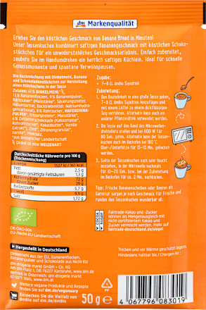 Veganer Tassenkuchen Banana Bread dmBio