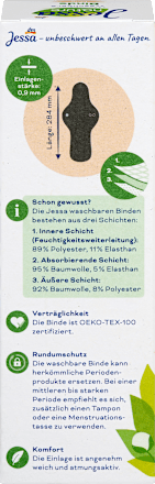 Waschbare Binde schwarz Lang nature Jessa