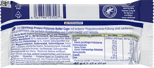 Proteínové košíčky s mliečnou bielkovinou a pístáciovou náplňou Sportness